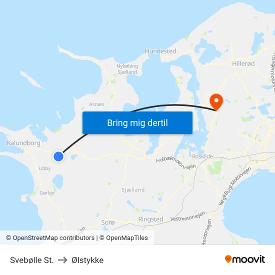 Svebølle St. to Ølstykke map