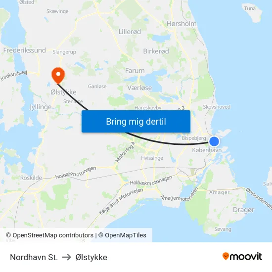 Nordhavn St. to Ølstykke map