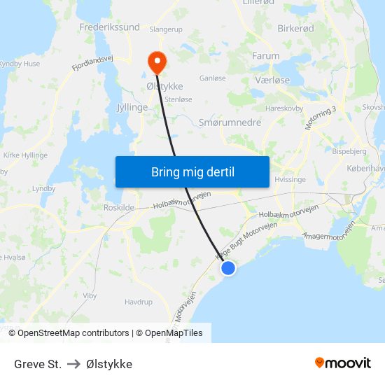 Greve St. to Ølstykke map