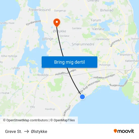 Greve St. to Ølstykke map