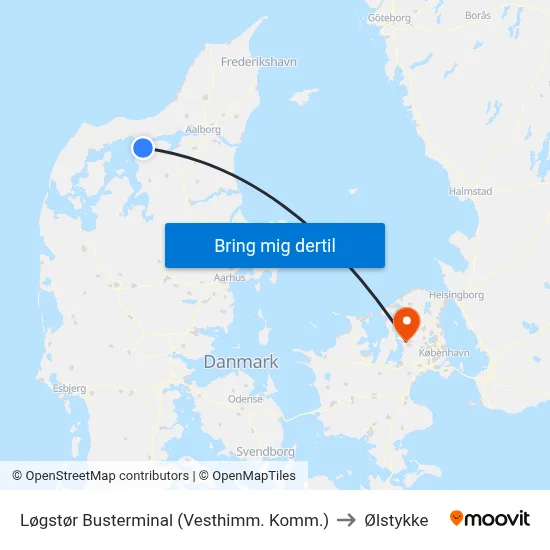 Løgstør Busterminal (Vesthimm. Komm.) to Ølstykke map