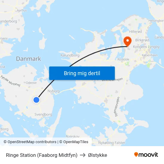 Ringe Station (Faaborg Midtfyn) to Ølstykke map