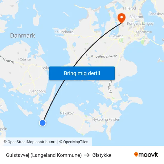 Gulstavvej (Langeland Kommune) to Ølstykke map