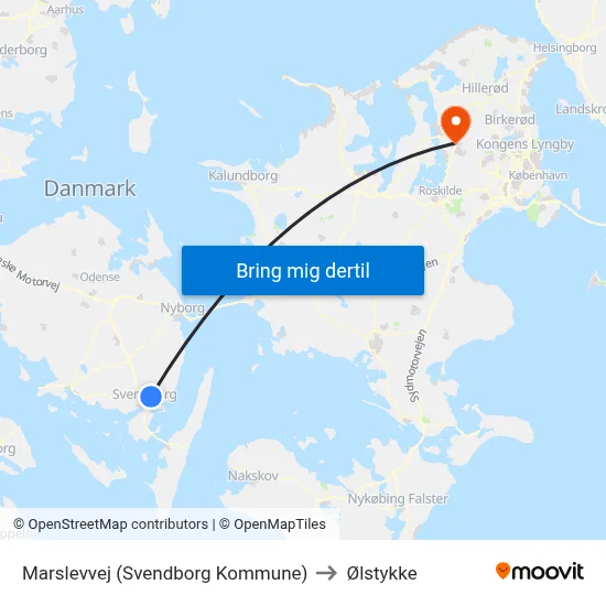 Marslevvej (Svendborg Kommune) to Ølstykke map
