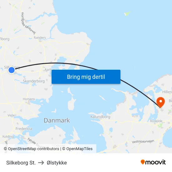 Silkeborg St. to Ølstykke map