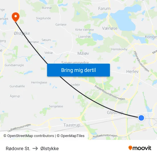 Rødovre St. to Ølstykke map