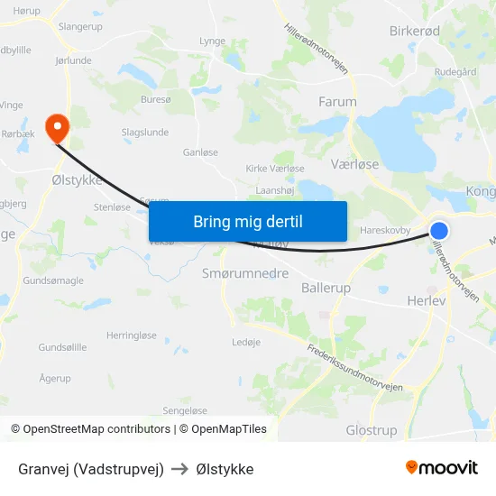 Granvej (Vadstrupvej) to Ølstykke map