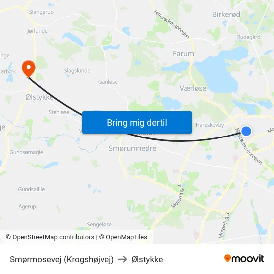 Smørmosevej (Krogshøjvej) to Ølstykke map