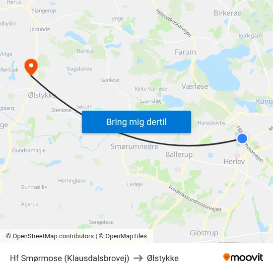 Hf Smørmose (Klausdalsbrovej) to Ølstykke map