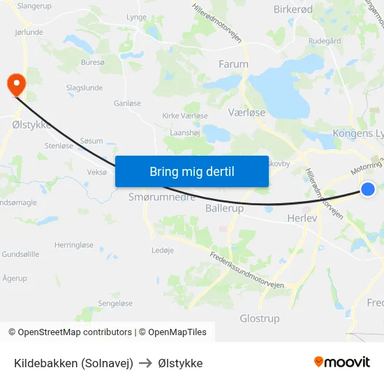 Kildebakken (Solnavej) to Ølstykke map