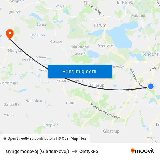 Gyngemosevej (Gladsaxevej) to Ølstykke map