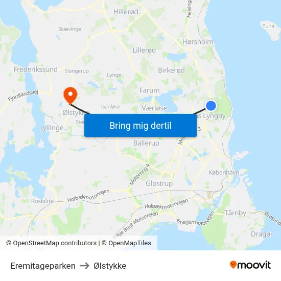 Eremitageparken to Ølstykke map