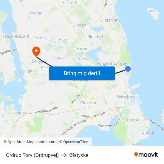 Ordrup Torv (Ordrupvej) to Ølstykke map