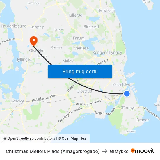 Christmas Møllers Plads (Amagerbrogade) to Ølstykke map