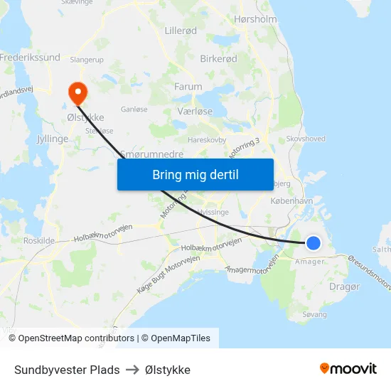 Sundbyvester Plads to Ølstykke map