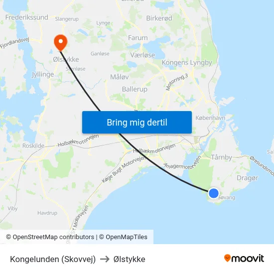 Kongelunden (Skovvej) to Ølstykke map