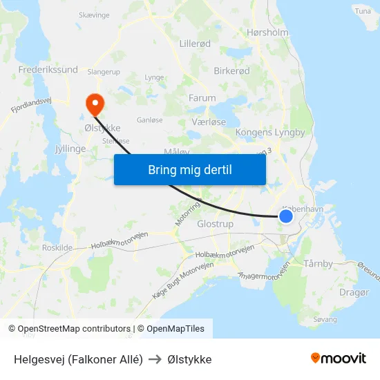 Helgesvej (Falkoner Allé) to Ølstykke map
