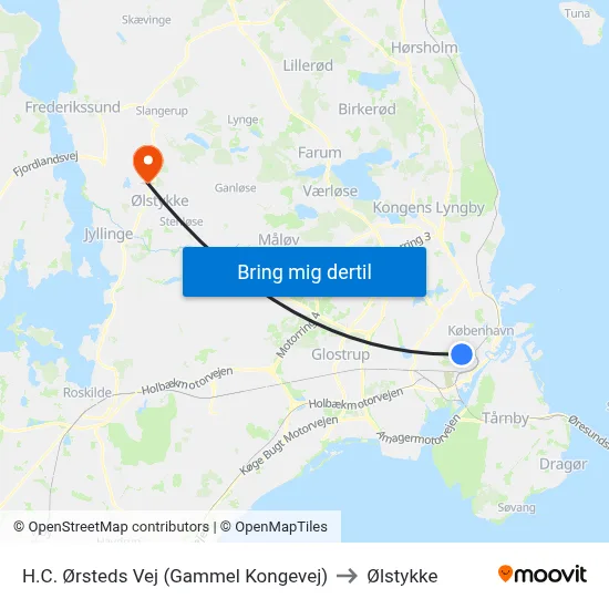 H.C. Ørsteds Vej (Gammel Kongevej) to Ølstykke map