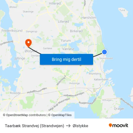 Taarbæk Strandvej (Strandvejen) to Ølstykke map