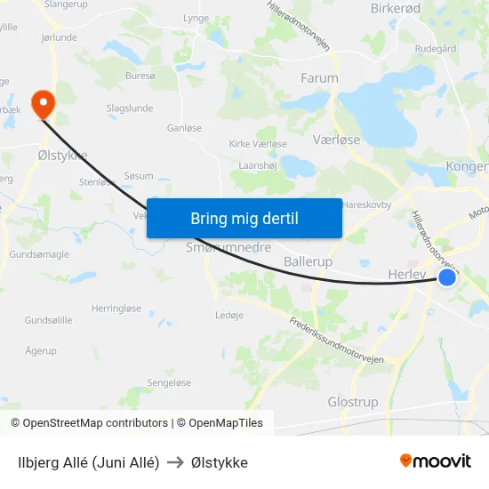 Ilbjerg Allé (Juni Allé) to Ølstykke map