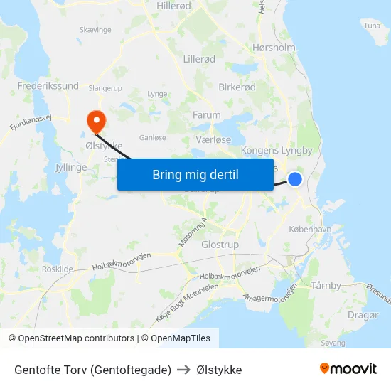Gentofte Torv (Gentoftegade) to Ølstykke map