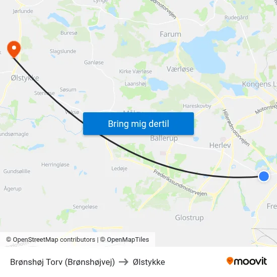 Brønshøj Torv (Brønshøjvej) to Ølstykke map
