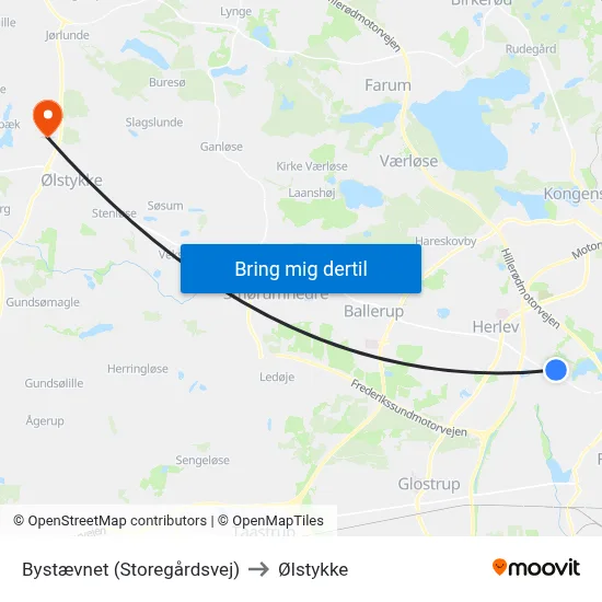 Bystævnet (Storegårdsvej) to Ølstykke map
