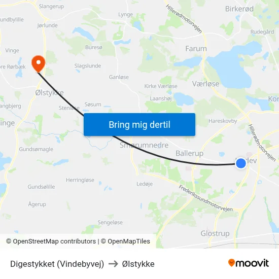 Digestykket (Vindebyvej) to Ølstykke map