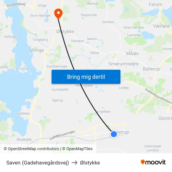 Saven (Gadehavegårdsvej) to Ølstykke map