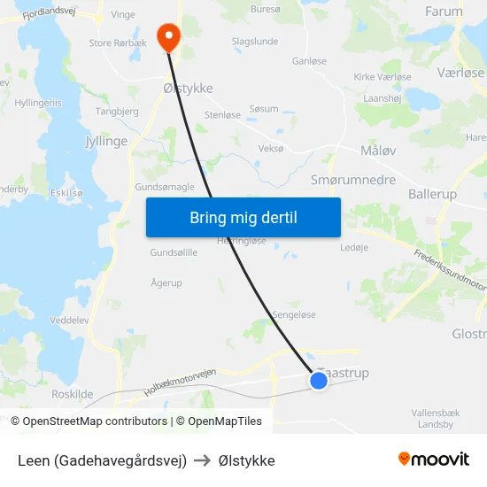 Leen (Gadehavegårdsvej) to Ølstykke map