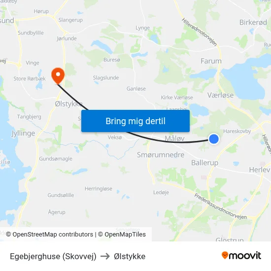Egebjerghuse (Skovvej) to Ølstykke map