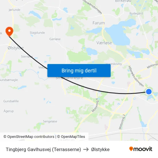 Tingbjerg Gavlhusvej (Terrasserne) to Ølstykke map