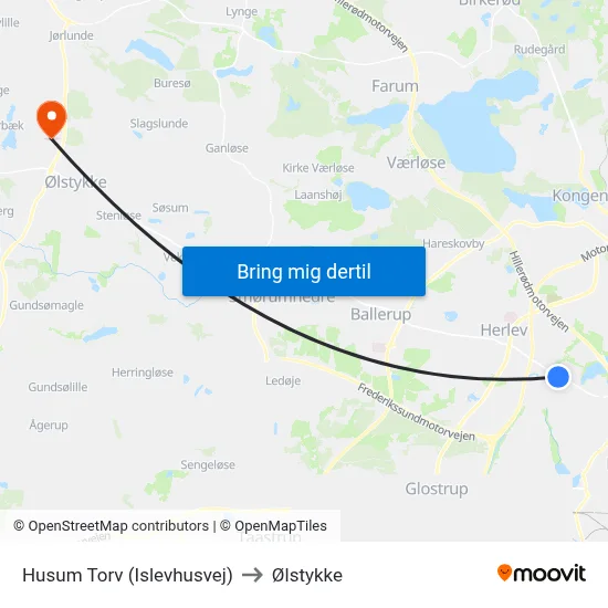 Husum Torv (Islevhusvej) to Ølstykke map