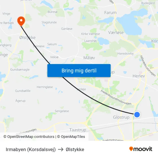 Irmabyen (Korsdalsvej) to Ølstykke map