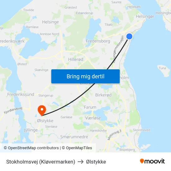 Stokholmsvej (Kløvermarken) to Ølstykke map