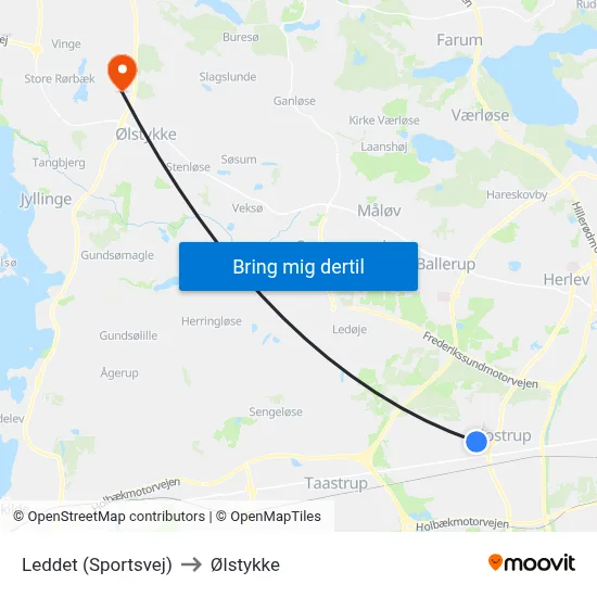 Leddet (Sportsvej) to Ølstykke map