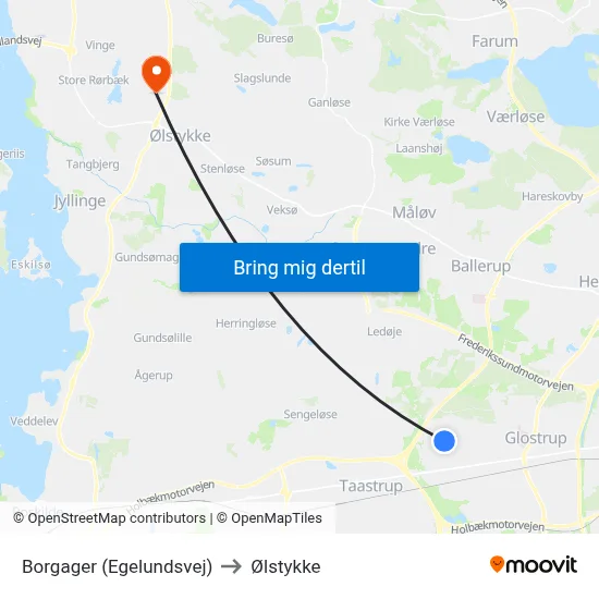 Borgager (Egelundsvej) to Ølstykke map