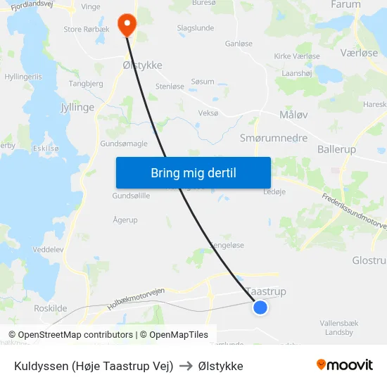 Kuldyssen (Høje Taastrup Vej) to Ølstykke map