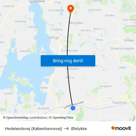 Hedelandsvej (Københavnsvej) to Ølstykke map