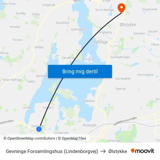 Gevninge Forsamlingshus (Lindenborgvej) to Ølstykke map