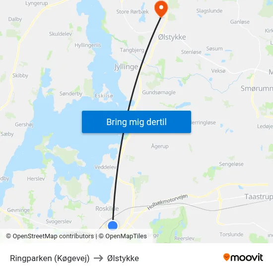 Ringparken (Køgevej) to Ølstykke map