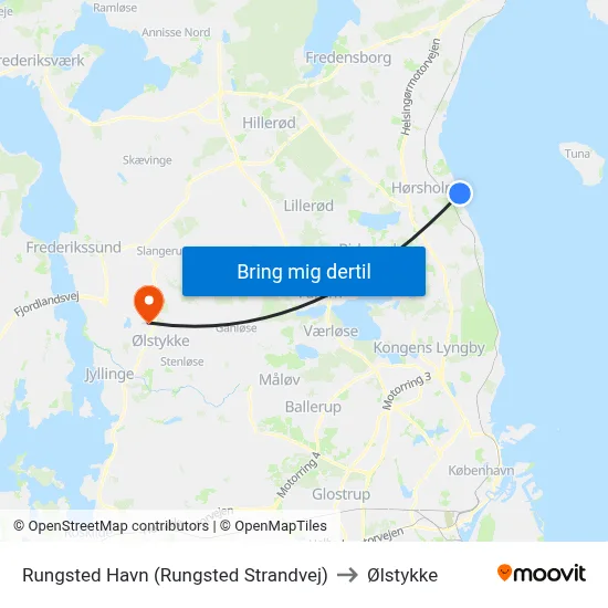 Rungsted Havn (Rungsted Strandvej) to Ølstykke map