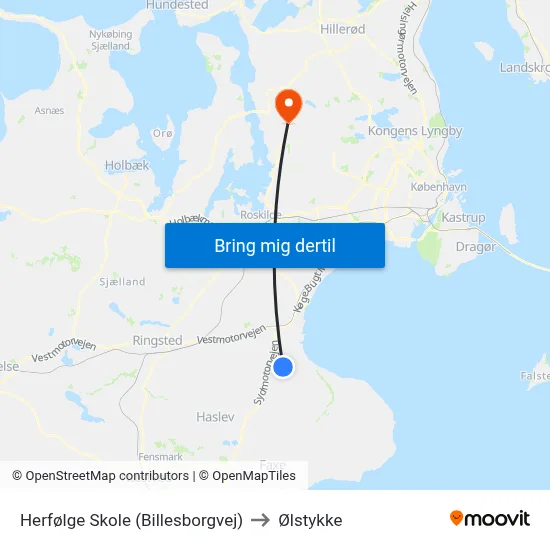 Herfølge Skole (Billesborgvej) to Ølstykke map