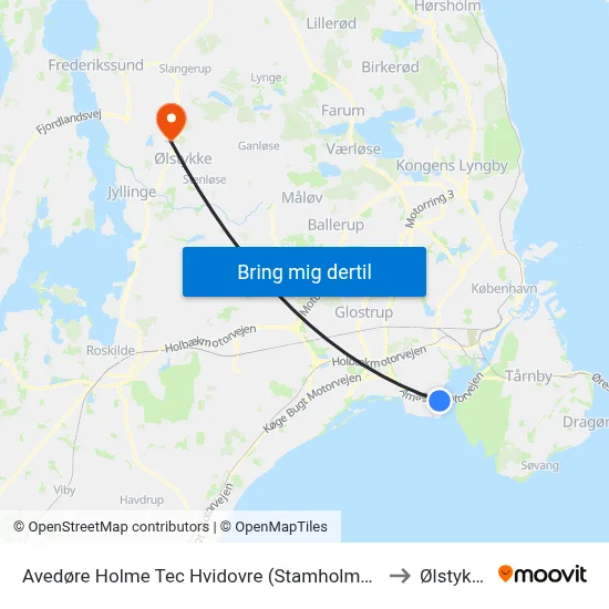 Avedøre Holme Tec Hvidovre (Stamholmen) to Ølstykke map