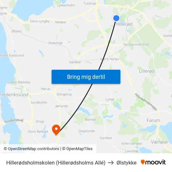Hillerødsholmskolen (Hillerødsholms Allé) to Ølstykke map