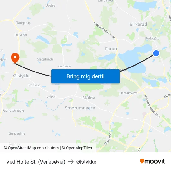 Ved Holte St. (Vejlesøvej) to Ølstykke map