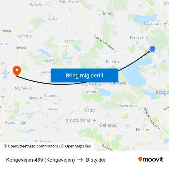 Kongevejen 489 (Kongevejen) to Ølstykke map