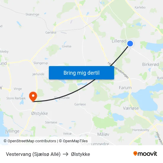 Vestervang (Sjælsø Allé) to Ølstykke map