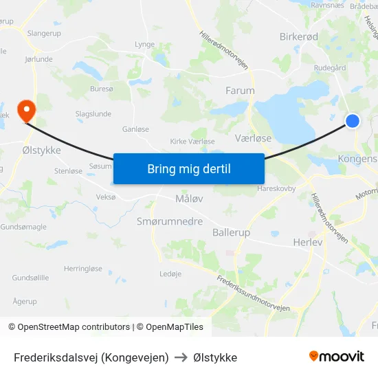 Frederiksdalsvej (Kongevejen) to Ølstykke map