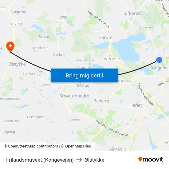 Frilandsmuseet (Kongevejen) to Ølstykke map